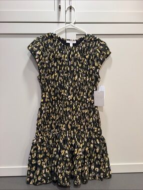 Chelsea 28 Black & Yellow Floral Smocked Dress NWT